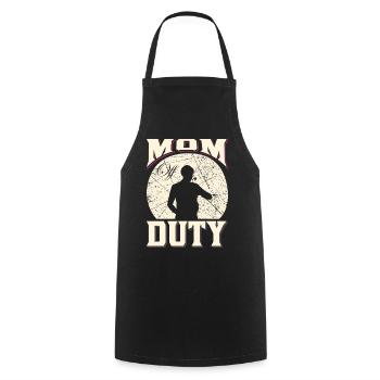 Mom Off Duty Funny Relax - Cooking Apron - black - Front - AI Model Male 185 dark (185cm)