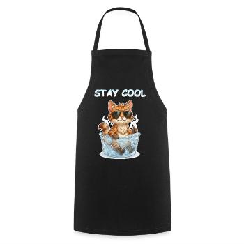 Eisbad Kätzchen Cool Bleiben - Cooking Apron - black - Front - AI Model Male 185 dark (185cm)