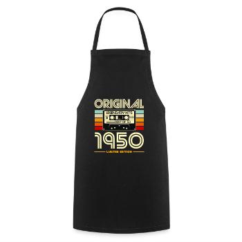 Original 1950's Retro Cassette Limited Edition - Cooking Apron - black - Front - AI Model Male 185 dark (185cm)