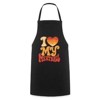 J'adore ma boulette : Humour Gourmand - Tablier de cuisine - noir - Devant - AI Model Male 185 dark (185cm)
