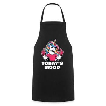 Unicorn Rainbow Mane Today Whimsy Middle Finger - Cooking Apron - black - Front - AI Model Male 185 dark (185cm)