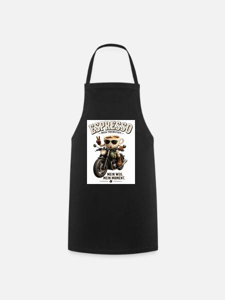 Espresso Motorrad-Motiv - Kochschürze - Schwarz