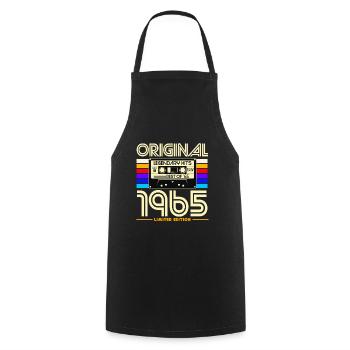 Original 1965 Retro Cassette - Cooking Apron - black - Front - AI Model Male 185 dark (185cm)