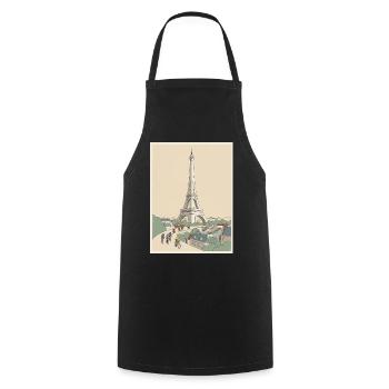 Paris Ride — Souvenir du cyclisme - Tablier de cuisine - noir - Devant - AI Model Male 185 dark (185cm)