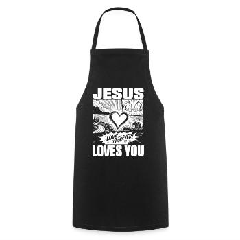 Jesus Loves You Faith Design - Kochschürze - Schwarz - Vorne - AI Model Male 185 dark (185cm)