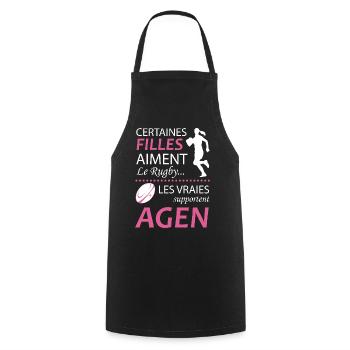 Certaines Filles Aiment Le Rugby Les Vraies Sup... - Tablier de cuisine - noir - Devant - AI Model Male 185 dark (185cm)