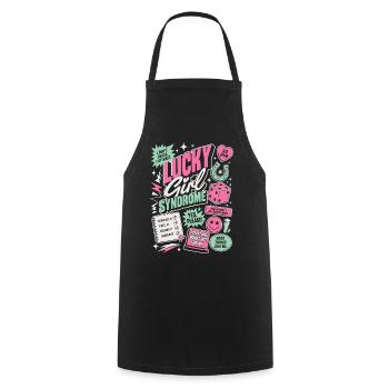 Lucky Girl Syndrome Motivation Design - Cooking Apron - black - Front - AI Model Male 185 dark (185cm)
