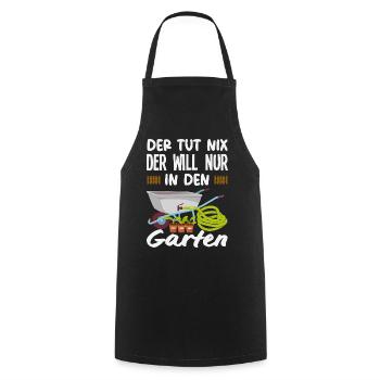 Will Nur In Den Garten - Kochschürze - Schwarz - Vorne - AI Model Male 185 dark (185cm)