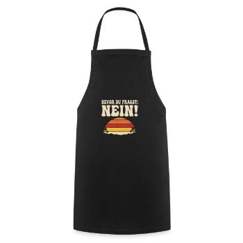 Bevor du fragst: Nein! Retro Sunset - Kochschürze - Schwarz - Vorne - AI Model Male 185 dark (185cm)