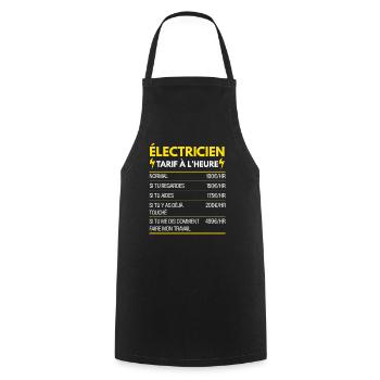 Électricien Cadeau Humour Tarifaire à l'Heure - Tablier de cuisine - noir - Devant - AI Model Male 185 dark (185cm)