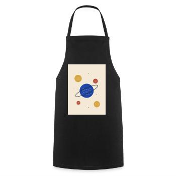 Planetengarten – fünf ferne Welten - Kochschürze - Schwarz - Vorne - AI Model Male 185 dark (185cm)