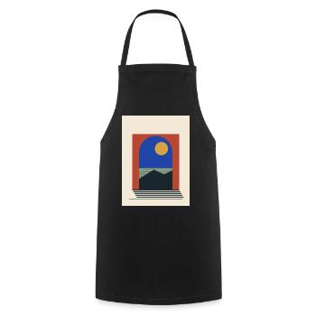 Sonnenportal – mediterrane Architektur - Kochschürze - Schwarz - Vorne - AI Model Male 185 dark (185cm)