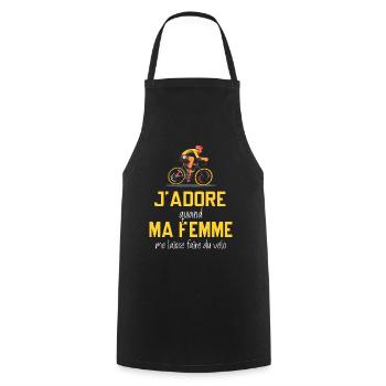 J'aime ma femme humour vélo cycliste cyclisme - Tablier de cuisine - noir - Devant - AI Model Male 185 dark (185cm)