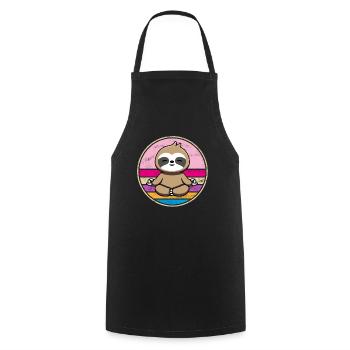 Faultier Namaste Meditation Yoga Chakra Pilates - Kochschürze - Schwarz - Vorne - AI Model Male 185 dark (185cm)