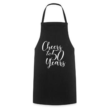 Vive 50 ans - Cadeau d’anniversaire ou d’anniversaire - Tablier de cuisine - noir - Devant - AI Model Male 185 dark (185cm)