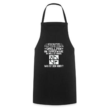 multimillionen satelliten hobby geocaching spruch - Kochschürze - Schwarz - Vorne - AI Model Male 185 dark (185cm)