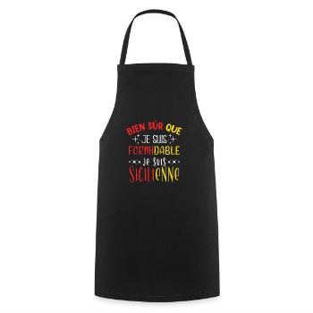 Sicile Humour pays Italie, drapeau italien, humour - Tablier de cuisine - noir - Devant - AI Model Male 185 dark (185cm)