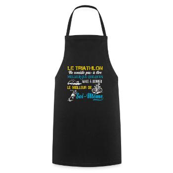 Triathlon motivation sport, idée cadeau triathlète - Tablier de cuisine - noir - Devant - AI Model Male 185 dark (185cm)