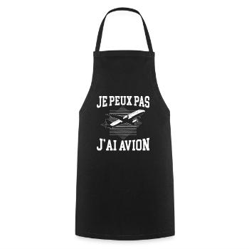 Je Peux Pas J'Ai Avion - Tablier de cuisine - noir - Devant - AI Model Male 185 dark (185cm)