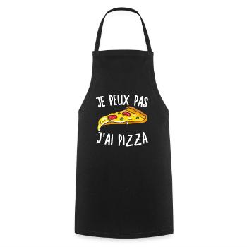 Je Peux Pas J'Ai Pizza - Tablier de cuisine - noir - Devant - AI Model Male 185 dark (185cm)