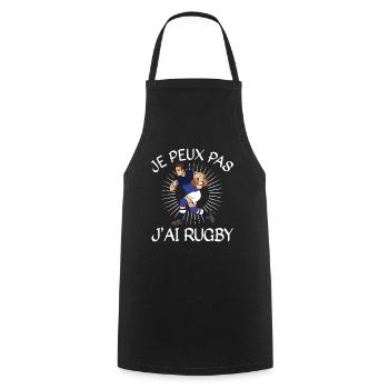 Je Peux Pas J'ai Rugby - Tablier de cuisine - noir - Devant - AI Model Male 185 dark (185cm)