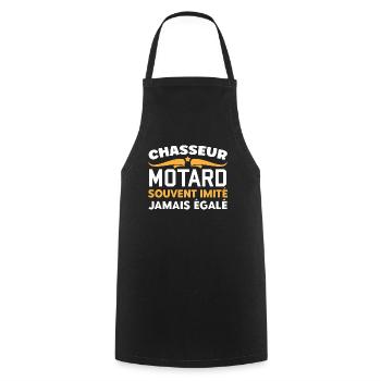 Chasse, idée cadeau chasseur, passionné de moto - Tablier de cuisine - noir - Devant - AI Model Male 185 dark (185cm)