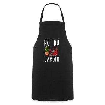 Roi du jardin. Cadeau pour passionnés de jardinage - Tablier de cuisine - noir - Devant - AI Model Male 185 dark (185cm)