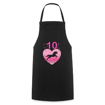 10th birthday girl ten 10 years horse Unicorn - Cooking Apron - black - Front - AI Model Male 185 dark (185cm)