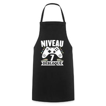 Niveau 7 Ans Débloqué Enfin Adulte Cadeau - Tablier de cuisine - noir - Devant - AI Model Male 185 dark (185cm)