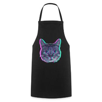 Katzenkopf - Retro - Kochschürze - Schwarz - Vorne - AI Model Male 185 dark (185cm)