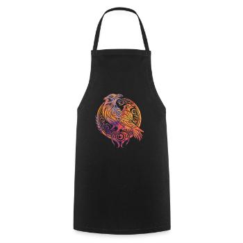 Odin's Raven Hugin Munin Tribal Tattoo Vikings - Cooking Apron - black - Front - AI Model Male 185 dark (185cm)