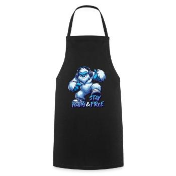Stay young and free - Yeti urban design - Cooking Apron - black - Front - AI Model Male 185 dark (185cm)