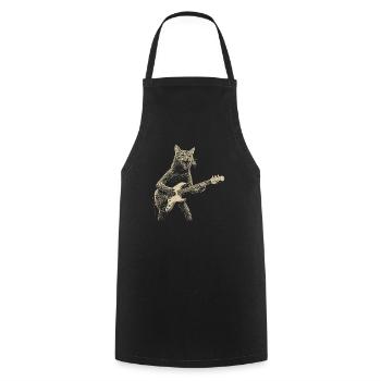Rock Cat Playing Guitar vintage - Cooking Apron - black - Front - AI Model Male 185 dark (185cm)