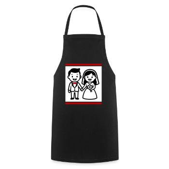 Mariage de couple marié - Tablier de cuisine - noir - Devant - AI Model Male 185 dark (185cm)