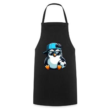 Süßer Pinguin Cartoon Fußballspieler - Kochschürze - Schwarz - Vorne - AI Model Male 185 dark (185cm)
