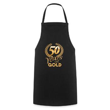 Years of Gold 50 Golden Years Shirt - Cooking Apron - black - Front - AI Model Male 185 dark (185cm)