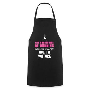 Course A Pied Femme Cadeau Citation Humour - Tablier de cuisine - noir - Devant - AI Model Male 185 dark (185cm)