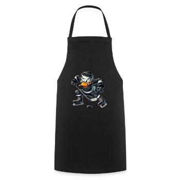 Cool Cartoon Duck Hockey Player Field - Cooking Apron - black - Front - AI Model Male 185 dark (185cm)