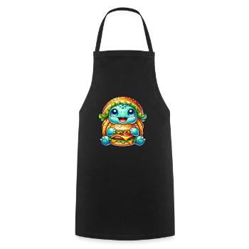 Cute Turtle Hamburger Whimsical Hat - Cooking Apron - black - Front - AI Model Male 185 dark (185cm)