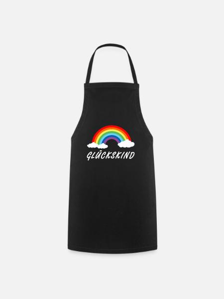 Glückskind | Regenbogen Glück Kind - Kochschürze - Schwarz