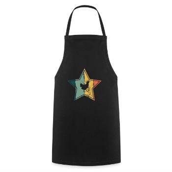 Chicken Chickens Rooster Farmer Retro Star Gift - Cooking Apron - black - Front - AI Model Male 185 dark (185cm)