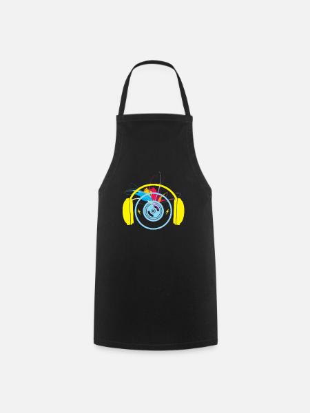 Colorful headphones - Cooking Apron - black