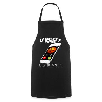 Le basket m'appelle Sport Homme Ou Femme - Tablier de cuisine - noir - Devant - AI Model Male 185 dark (185cm)