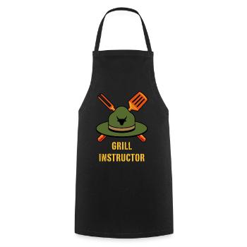 Grill Instructor (Grilling BBQ Barbecue Hat / NEG) - Cooking Apron - black - Front - AI Model Male 185 dark (185cm)