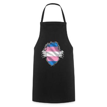 Trans Flagge auf der Brust Geschenk Pride - Kochschürze - Schwarz - Vorne - AI Model Male 185 dark (185cm)