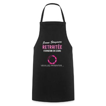 Femme retraitee en cours cadeau mamie - Tablier de cuisine - noir - Devant - AI Model Male 185 dark (185cm)