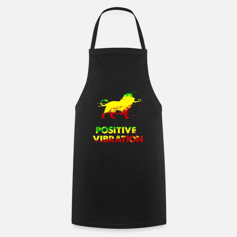 Lion Positive vibration Rasta raggae - Tablier de cuisine - noir