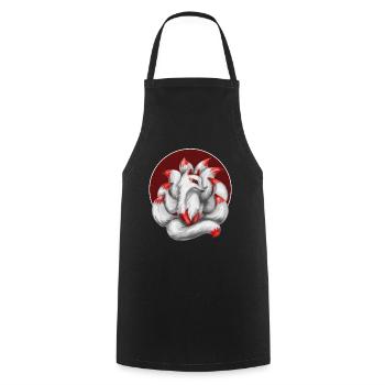 Nine-tailed fox - Cooking Apron - black - Front - AI Model Male 185 dark (185cm)
