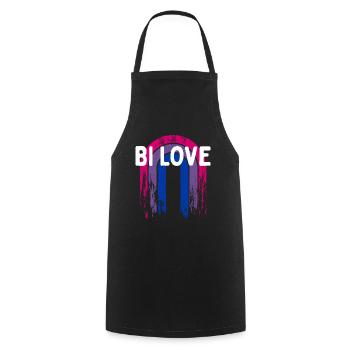Bi Love Bisexual Couples Bi Pride Lovers LGBTQ - Tablier de cuisine - noir - Devant - AI Model Male 185 dark (185cm)