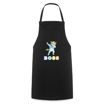 Tamponner cadeau d'anniversaire garçon licorne patron - Tablier de cuisine - noir - Devant - AI Model Male 185 dark (185cm)